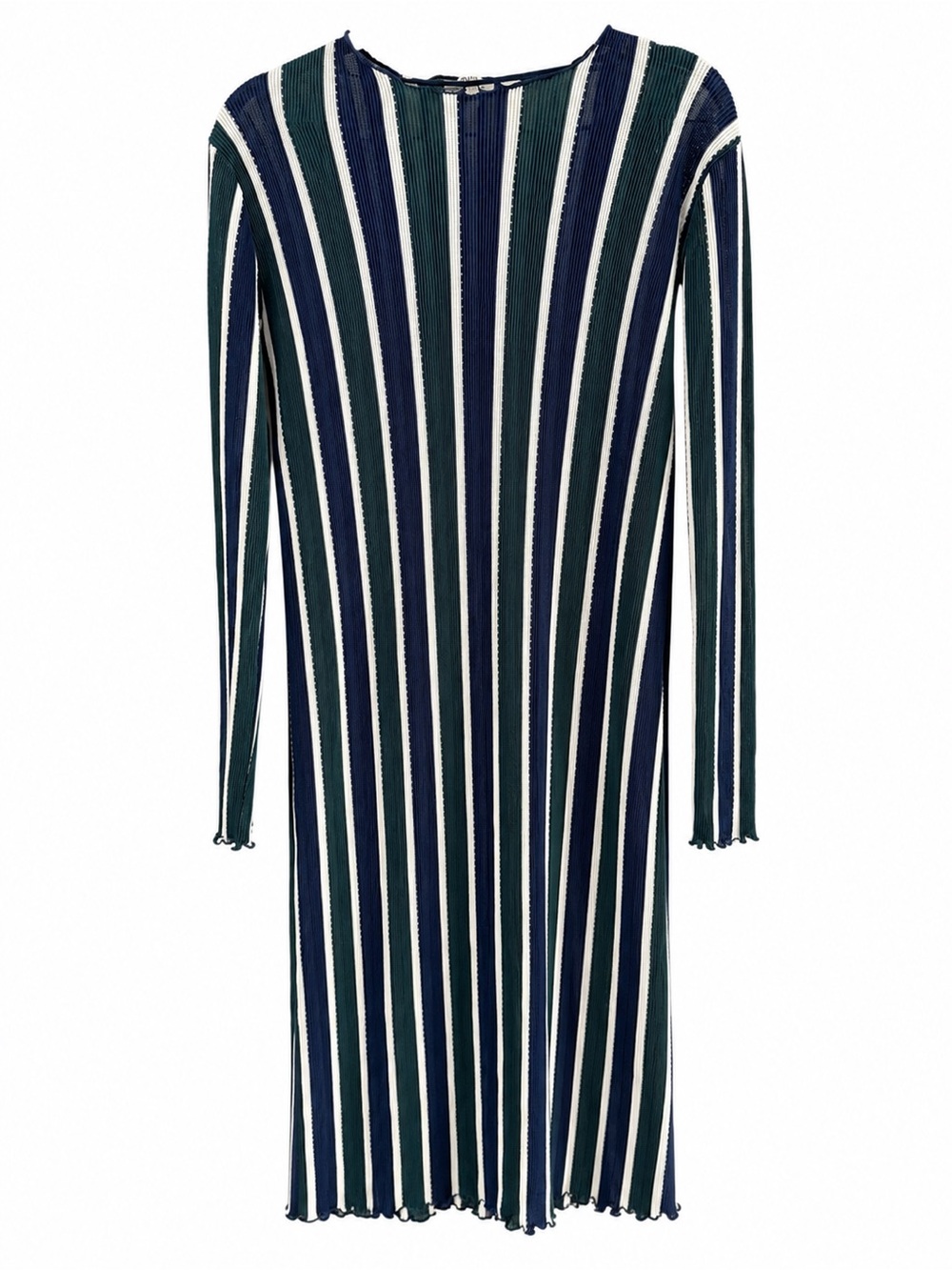 ZARA Trafaluc Striped green blue white Sheer Beach Cover-Up Dress - Size M